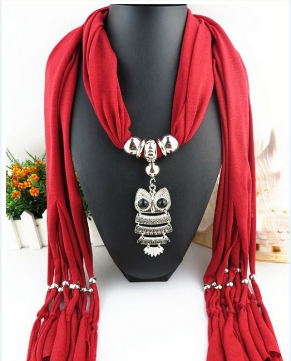 Echarpes bijoux rouge hibou